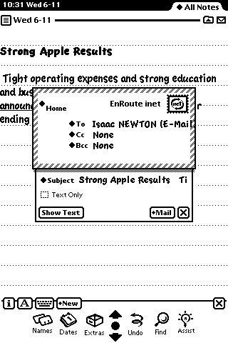 EnRoute is well integrated with Newton's In/Out Box