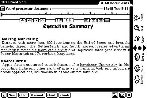 Newton Works includes a fully capable word processor