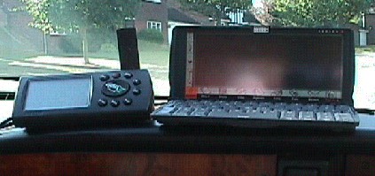 setting the Psion Series 5 on the dash so that the screen is visible