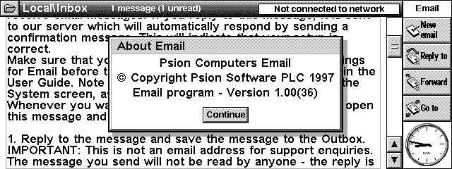 Mail application from the Psion Messaging Suite
